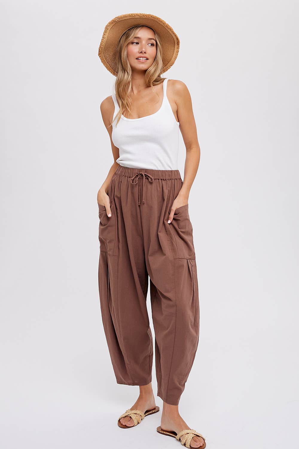 Linen Blend Wide Leg Pants