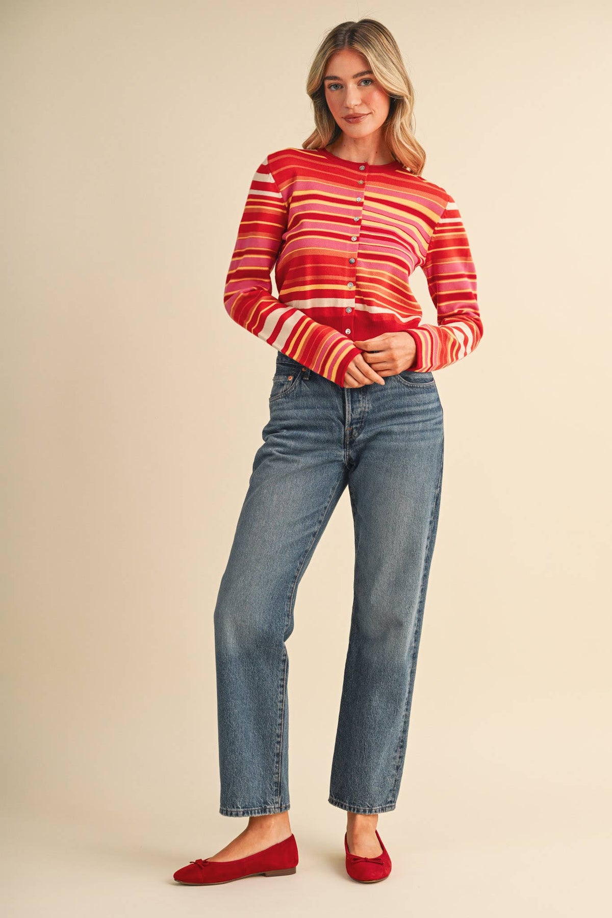 Multi Color Striped Sweater Cardigan