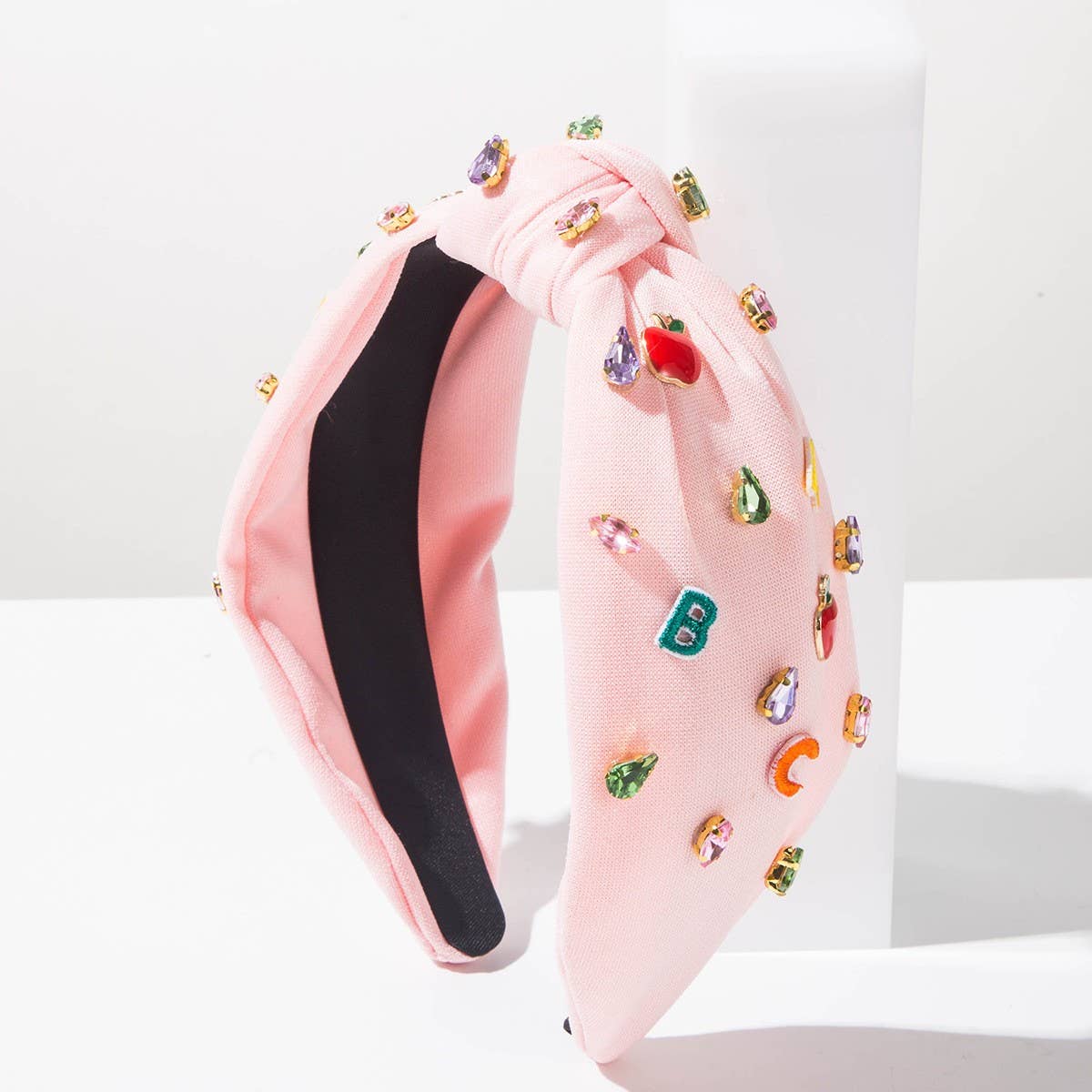 Alphabet Rhinestone Embellished Knotted Headband