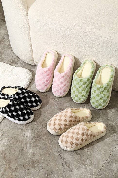 Plush Checker Slippers