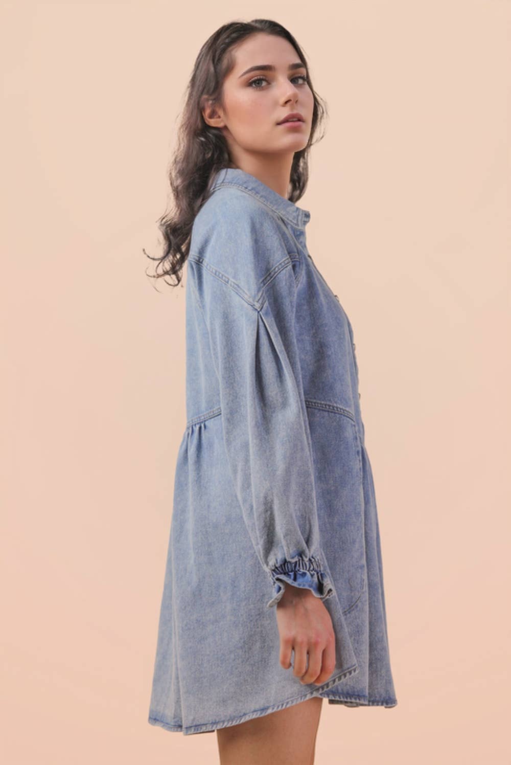 Denim Heart Button Dress