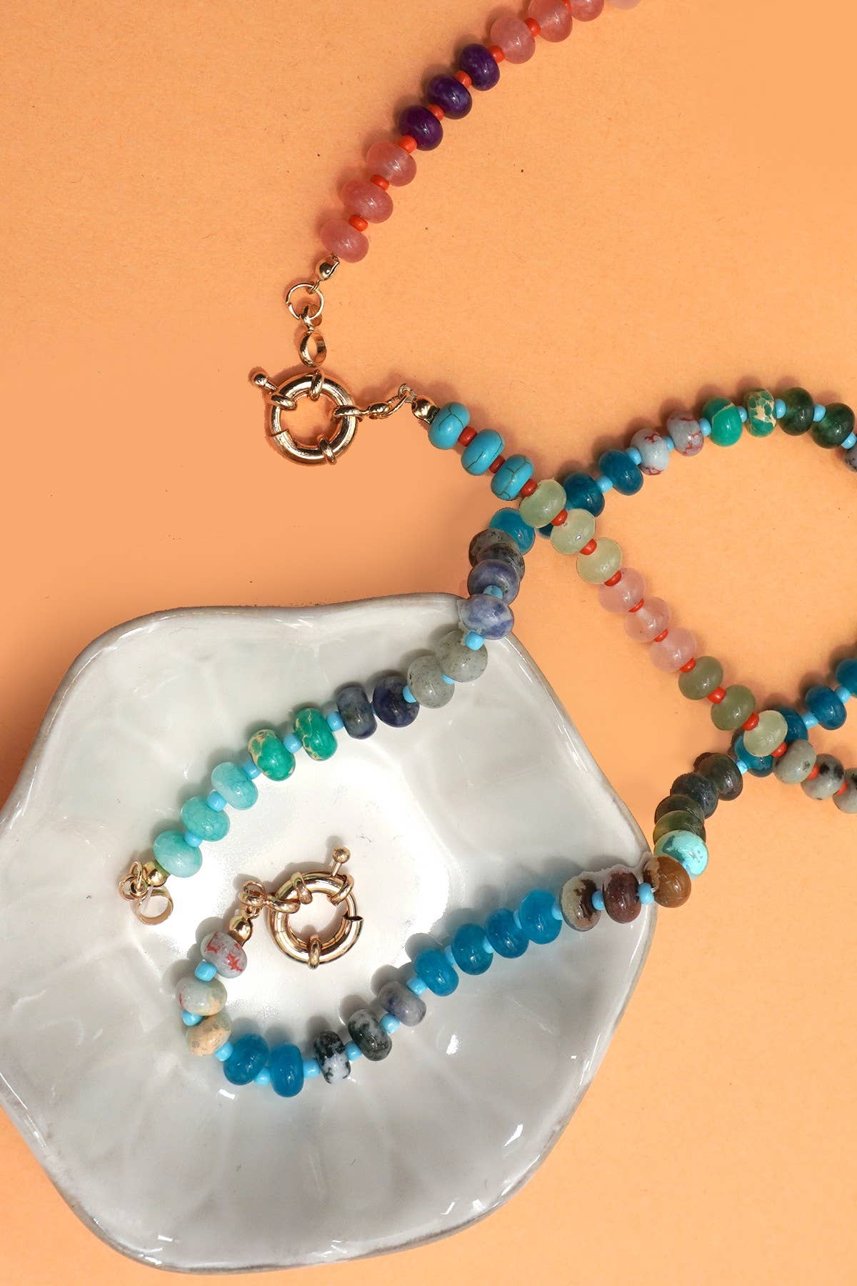 Natural Stone Multi Bead Necklace