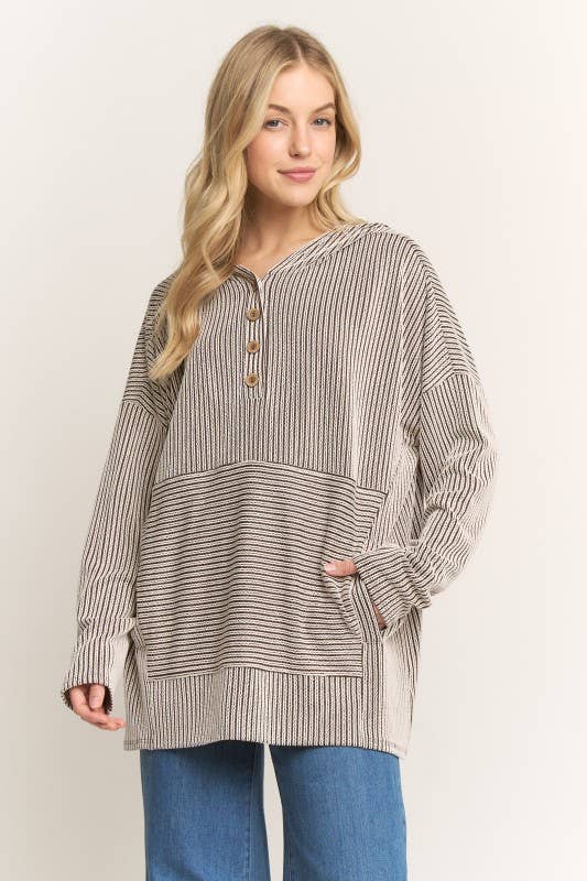 Brown Stripe Hoodie