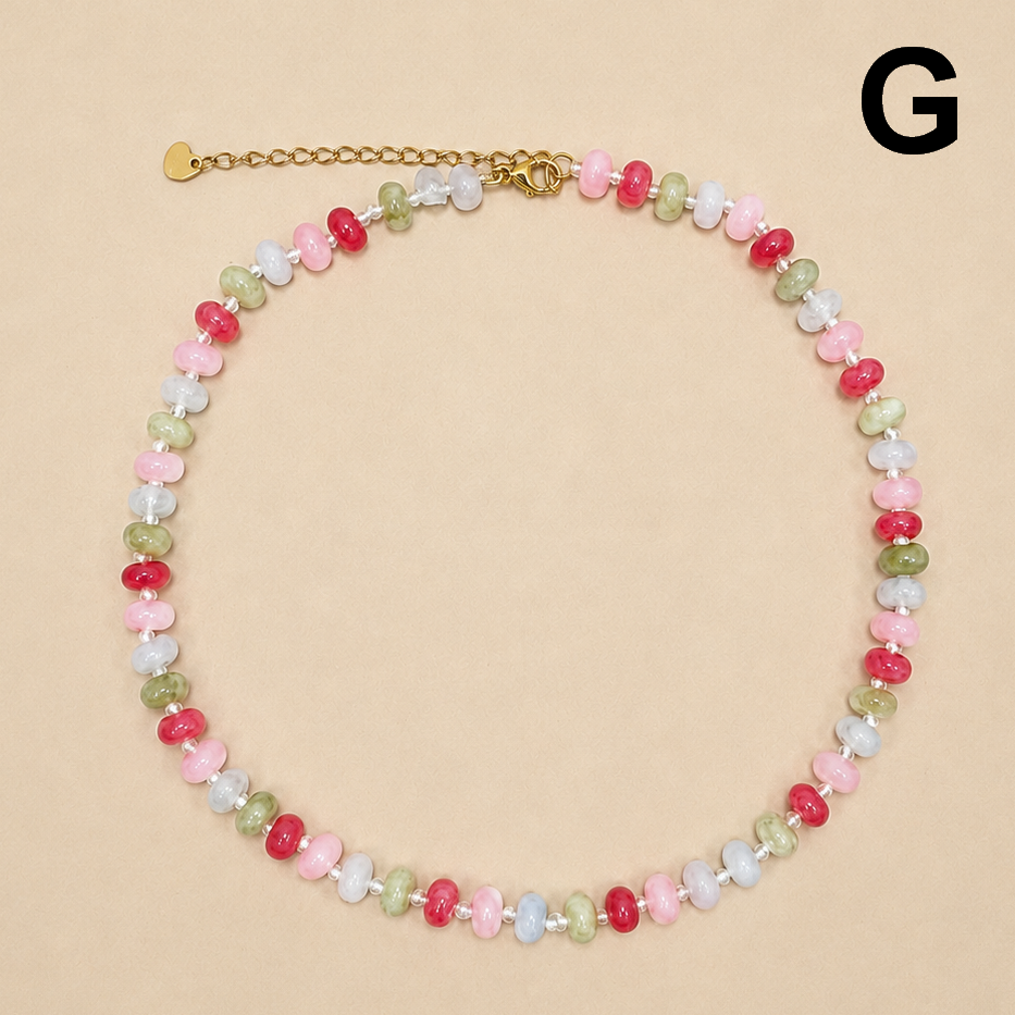 Stone Glass Bead Necklace