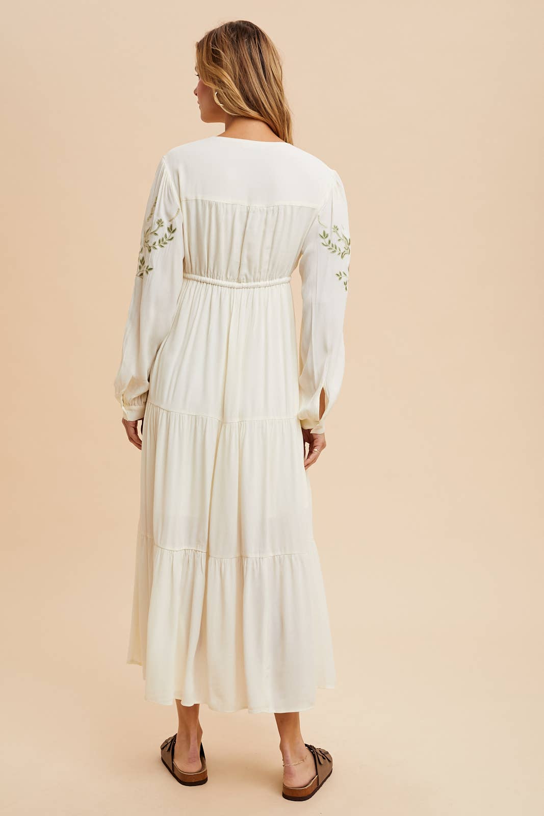 Embroidered Sleeve Maxi Dress