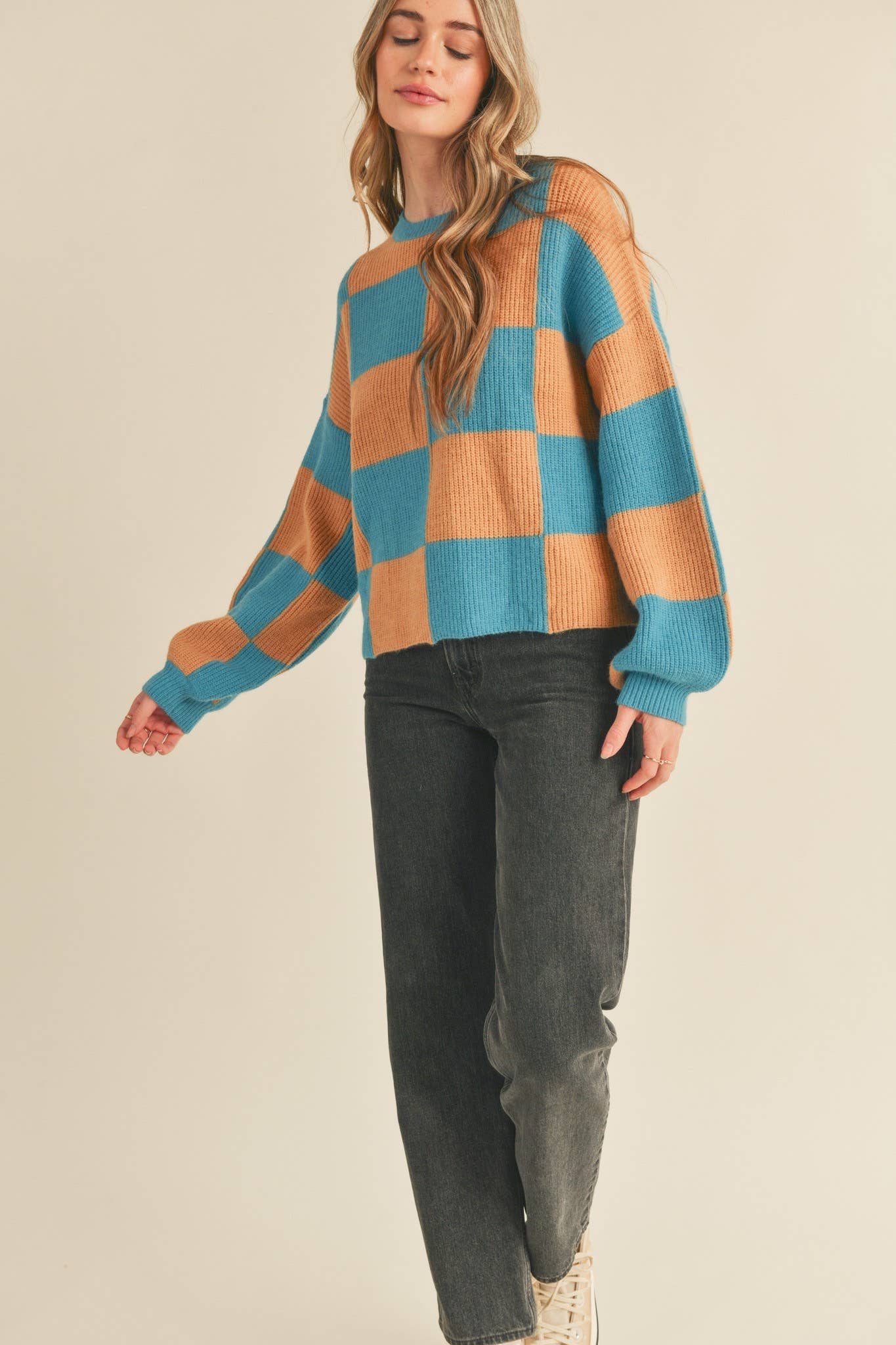 Pink & Yellow Checker Sweater