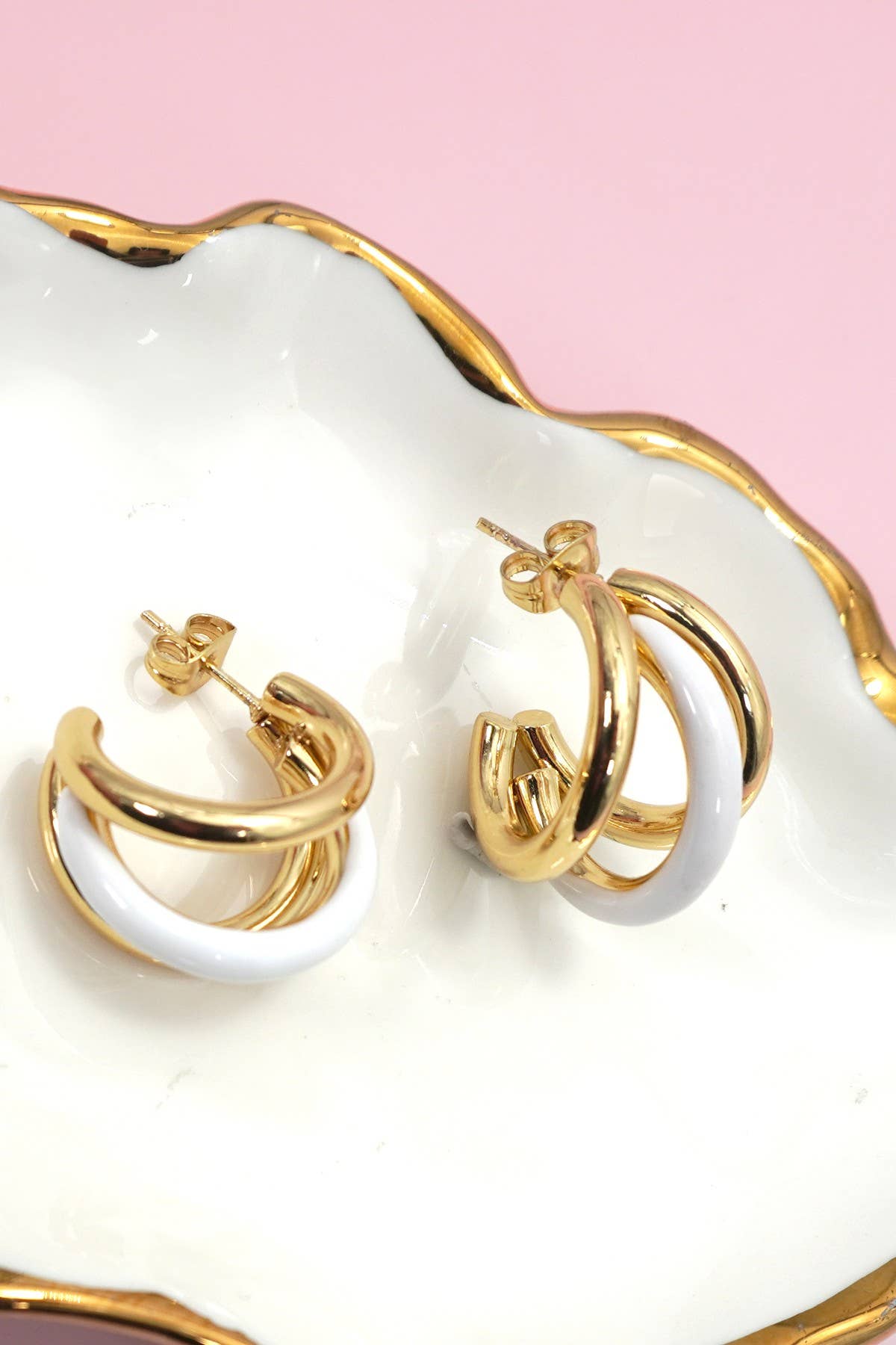 18K Waterproof Pink Hoops