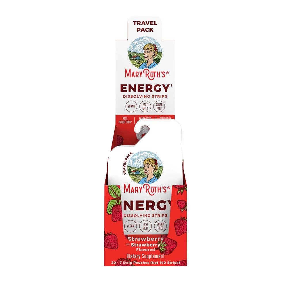 Strawberry Enegy Support Dissolving Strips Travel Pack