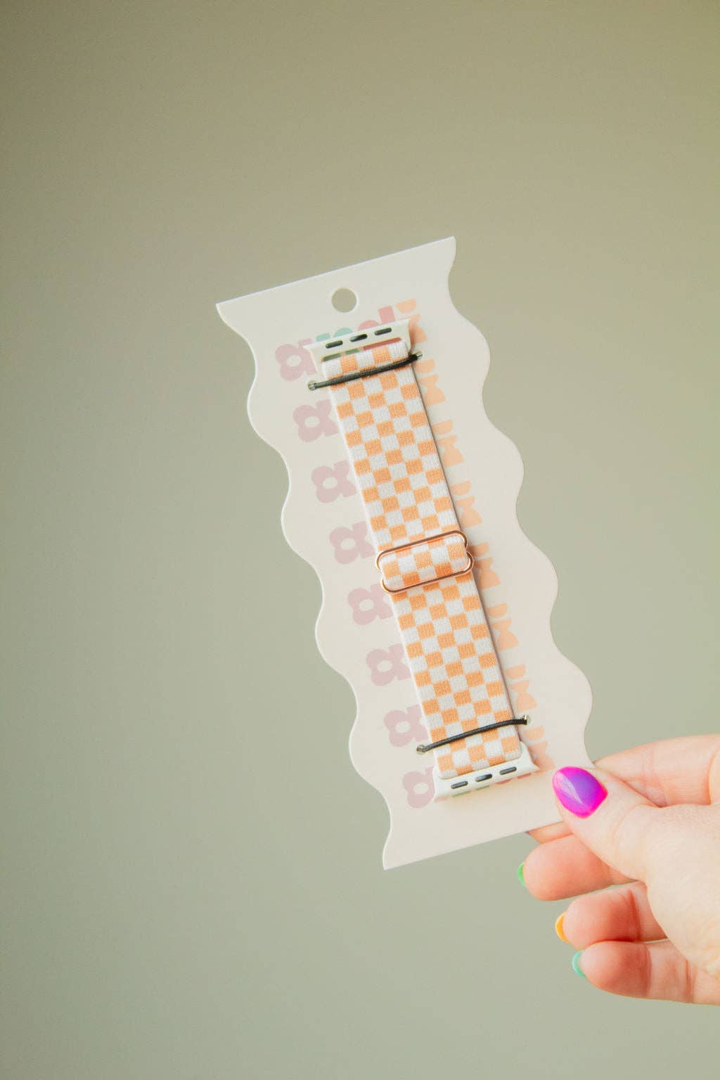 Tan Checkerboard Adjustabel Elastic