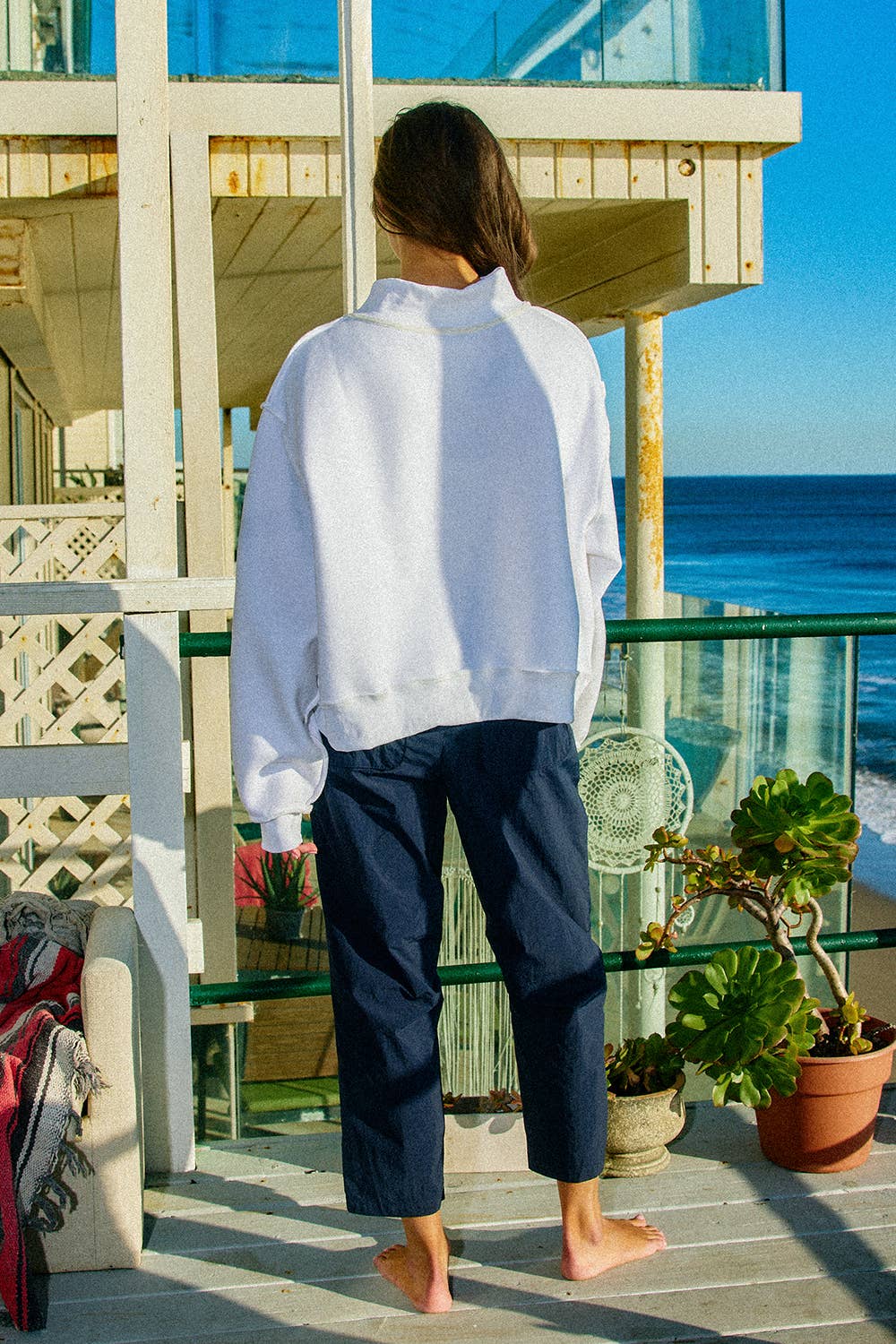 You Are Exactly Where You Need To Be/Life Is Good Reversible Graphic Mock-Neck Crop Sweatshirt