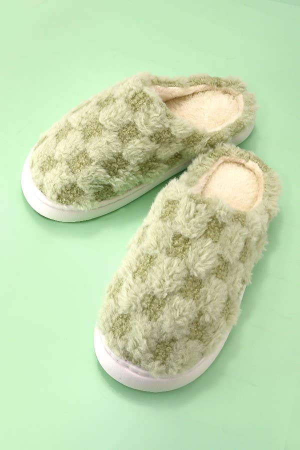 Plush Checker Slippers