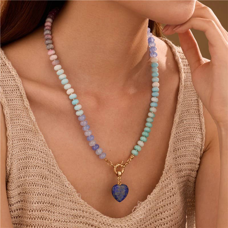 Natural Stone Heart Necklace