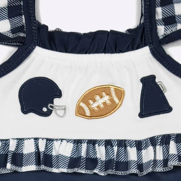 Team Spirit Baby Romper-Football Navy Embroidery