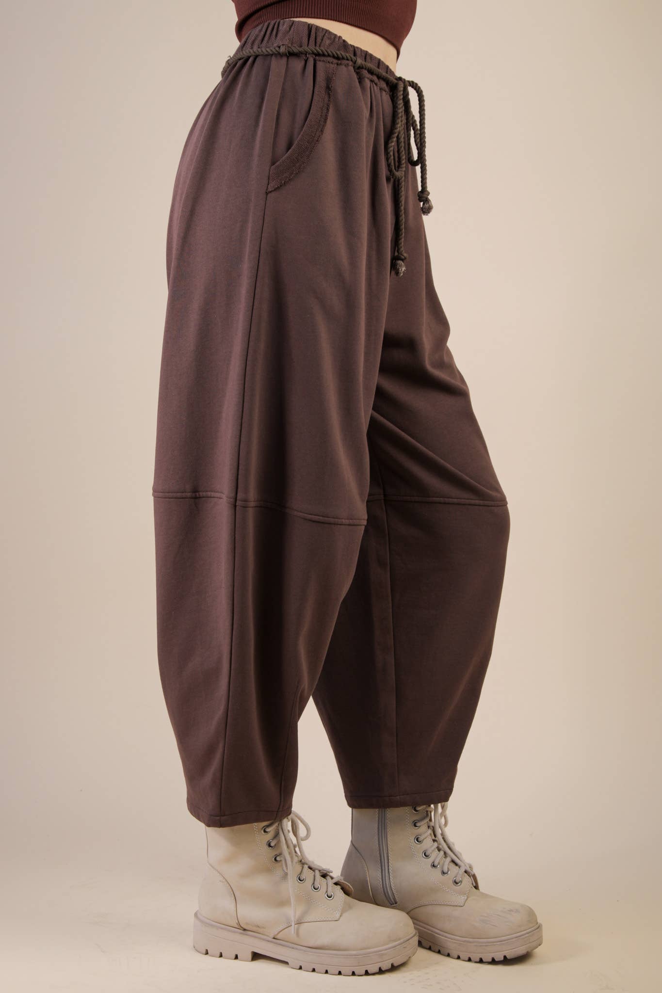 Braid Waist Strip Barrel Pants