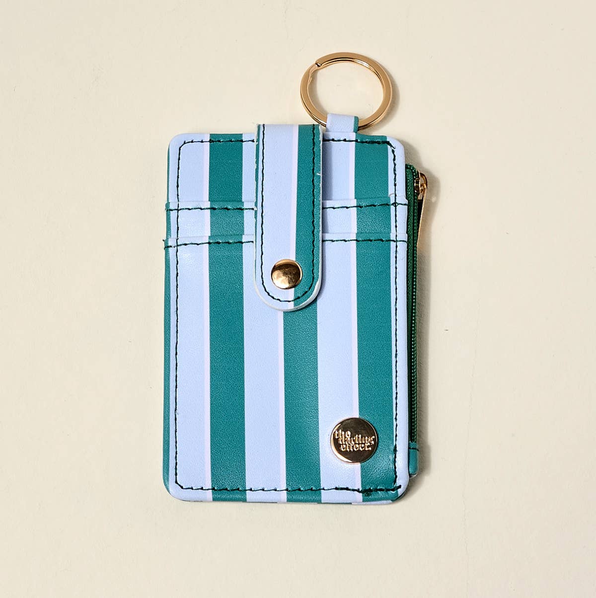Keychain Wallet–Sicily Stripes Teal