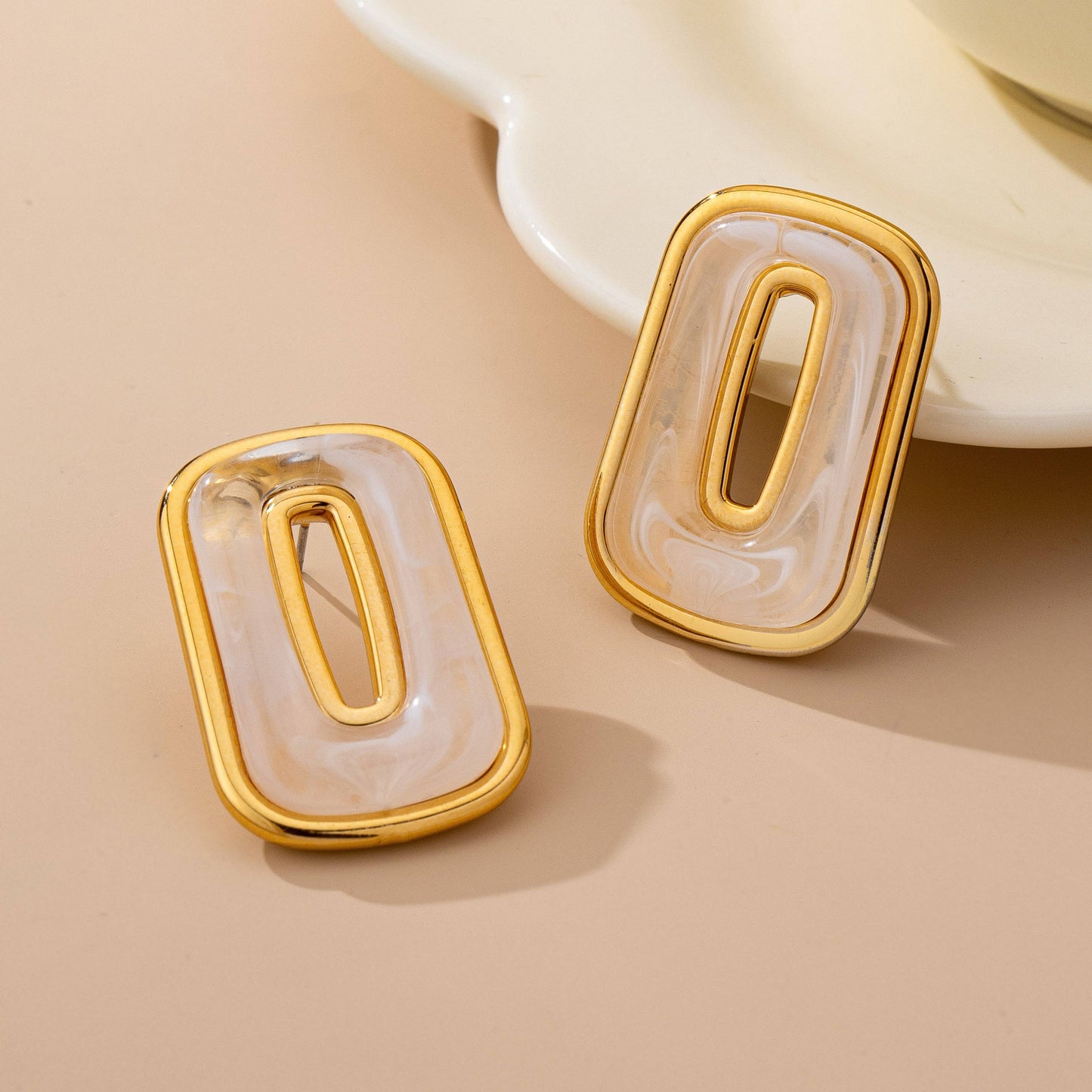 Enamel Sage Cutout Earrings