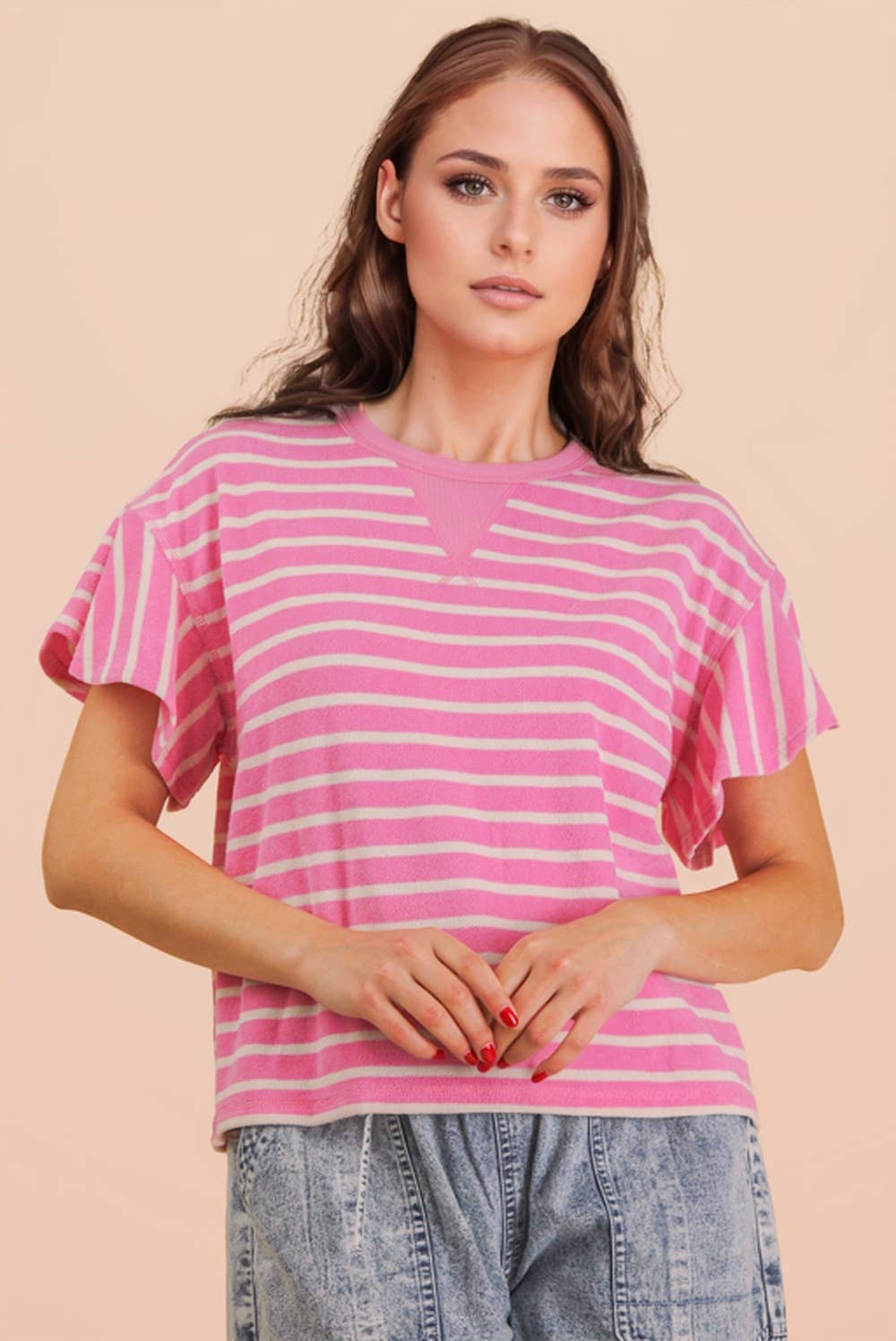 Sophia Ruffle Stripe Knit Top