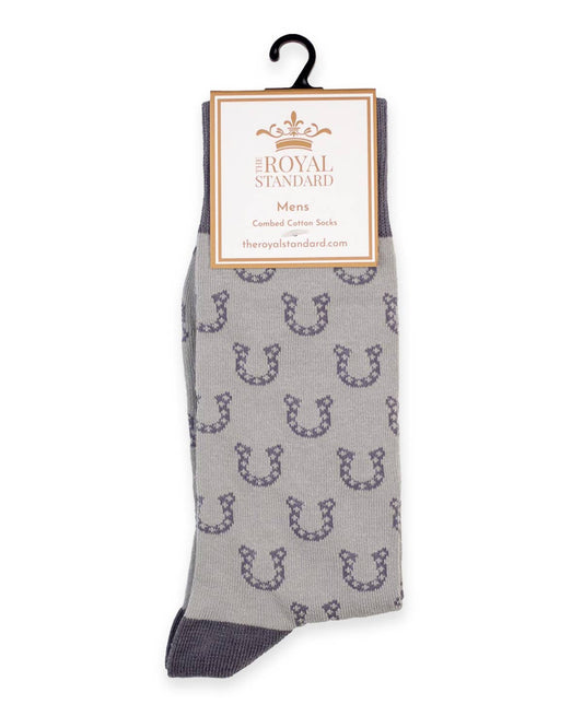 Men's Horseshoe Socks   Gray/White   One Size