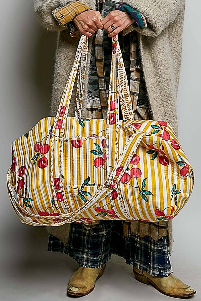 Front Pocket Quilted Adjustable Strap Duffel Bag
