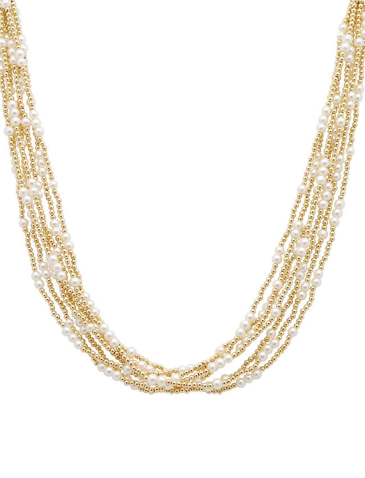 Multi Layered Pearl and Beaded 16"-18" Necklace