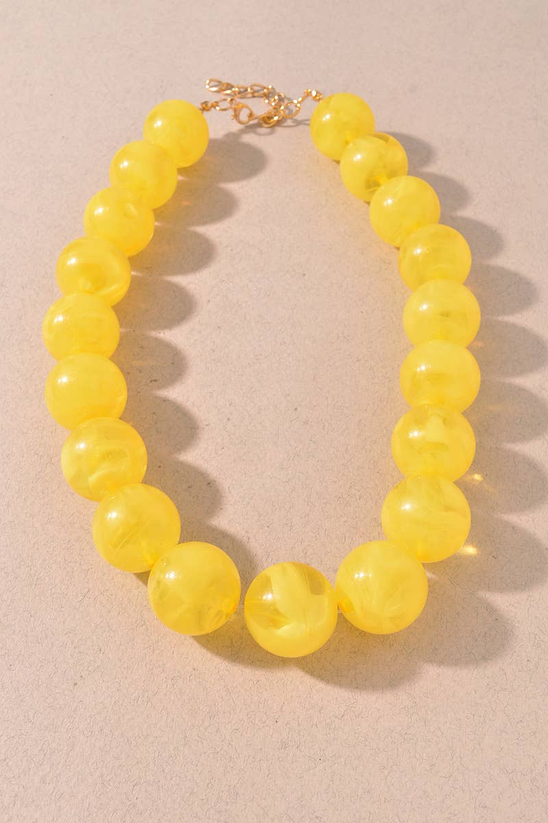 Marbled Round Beaded Statement Necklace