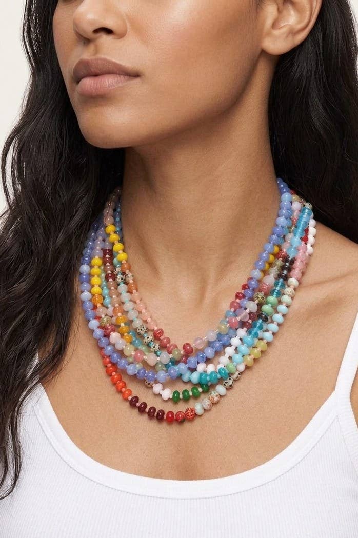 Stone Glass Bead Necklace
