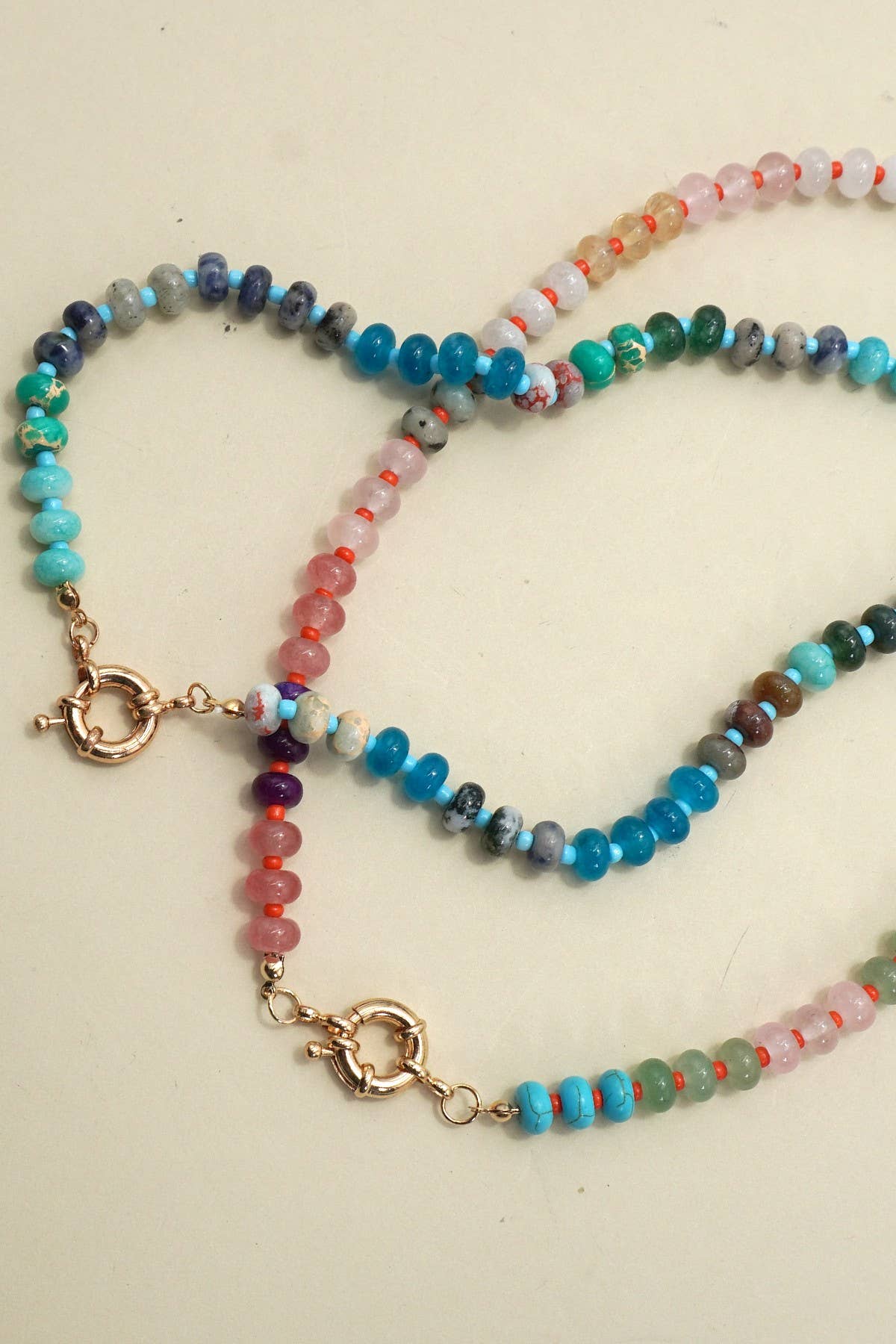 Natural Stone Multi Bead Necklace