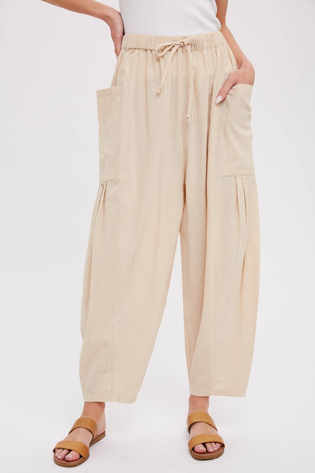 Linen Blend Wide Leg Pants