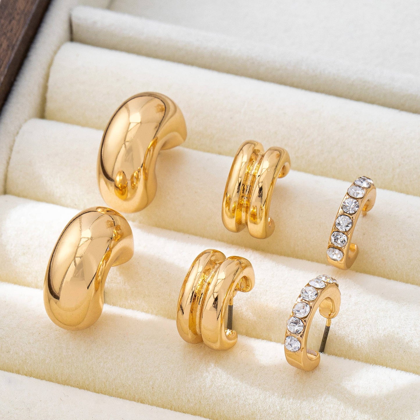 Rhinestone Puffy Hoop Trio