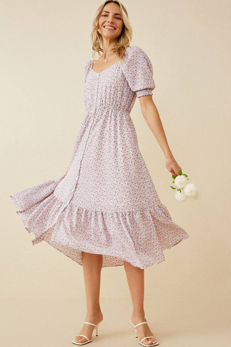 Lavender Floral Midi Dress