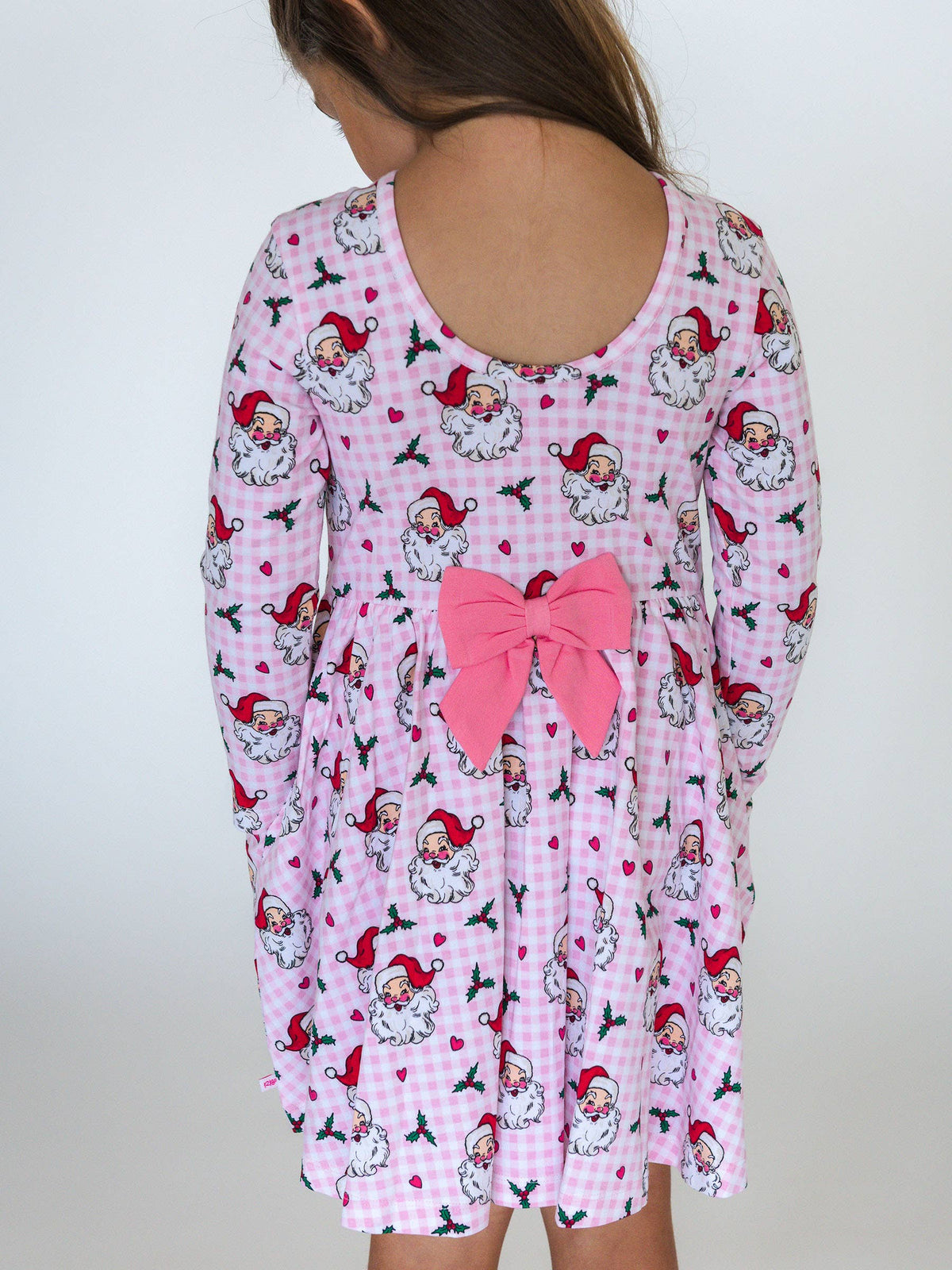 Girls Pink Dear Santa Knit Long Sleeve Twirl Dress