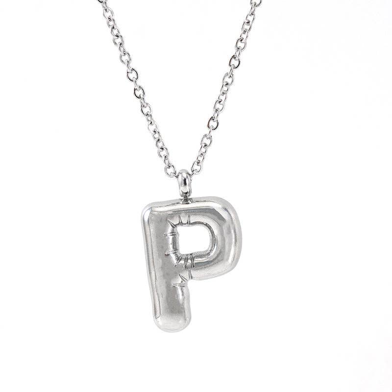 Silver Bubble Initial Necklace