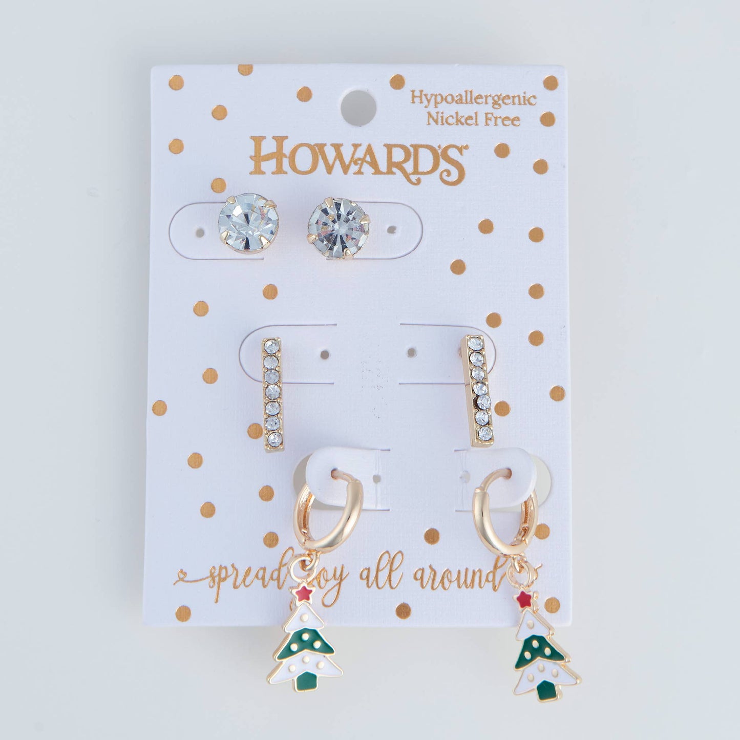 Holiday Gold Christmas Tree Earring Trio