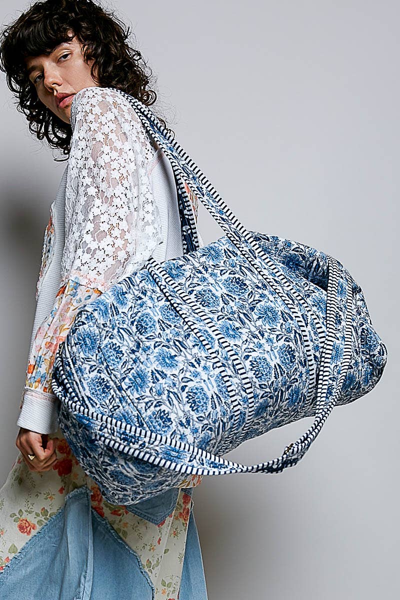 Front Pocket Quilted Adjustable Strap Duffel Bag