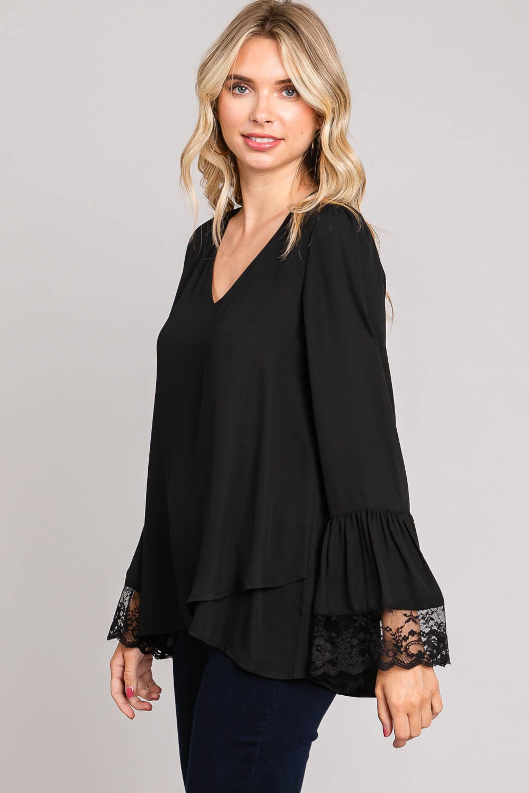 Lace Detail Long Sleeve Top