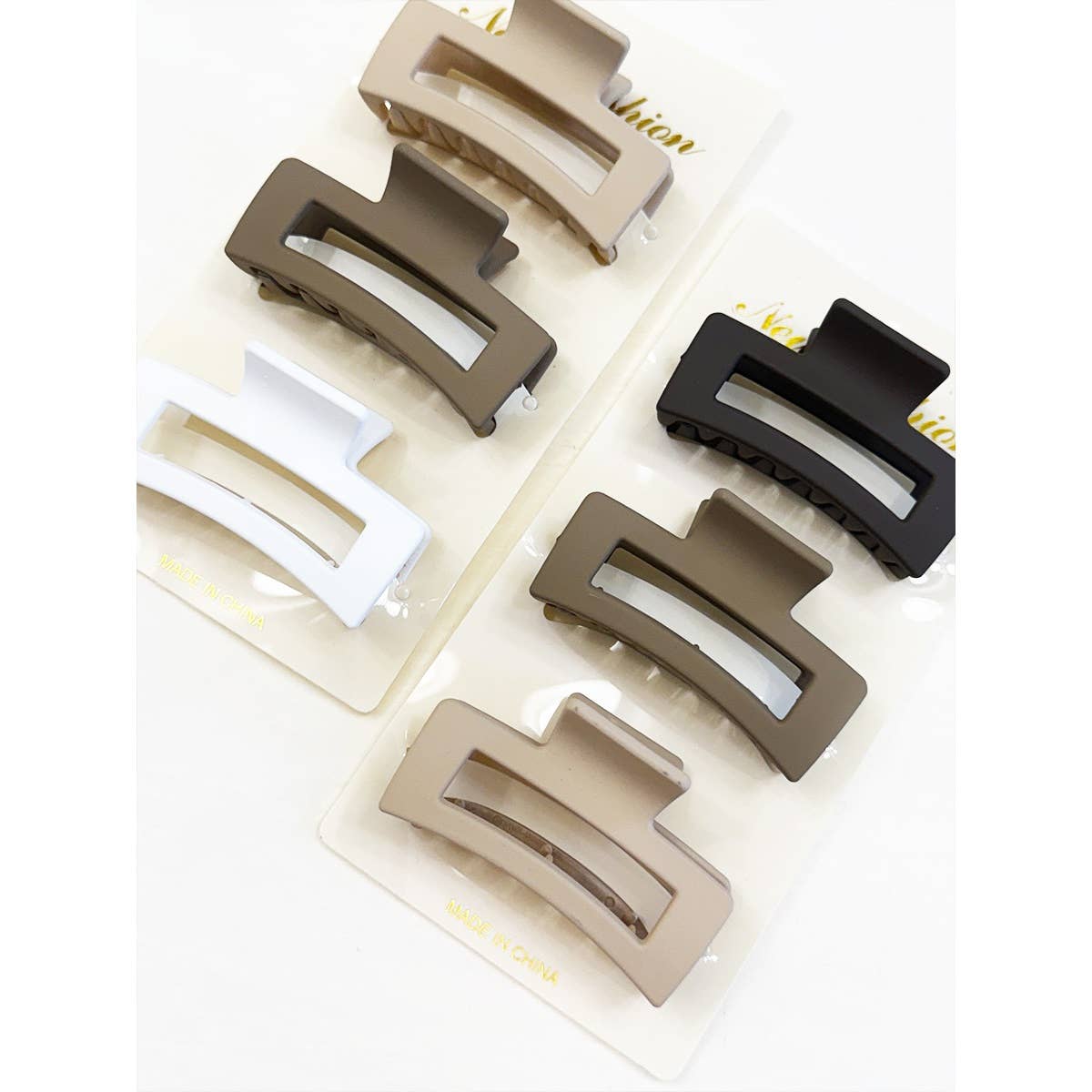 Neutral Mini Rectangle Hair Clip Set