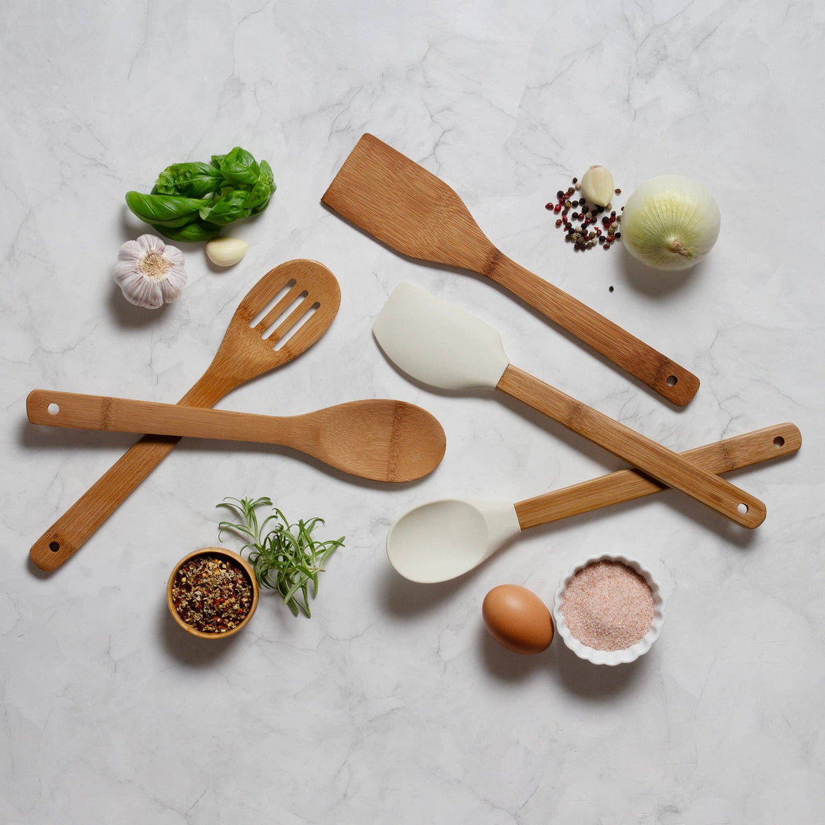 TB Home® 5-Piece Carbonized Bamboo Cooking Utensil Set