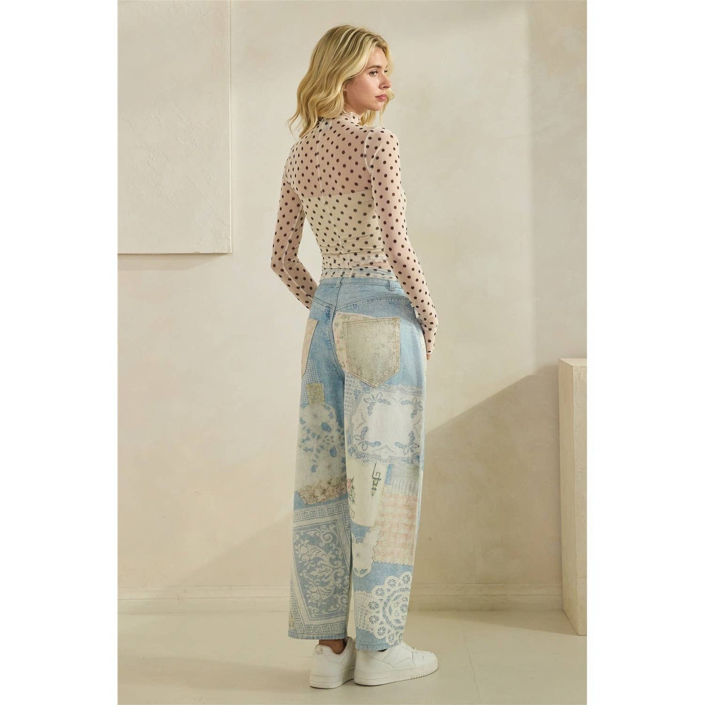 Lace Long Sleeve See Through Top