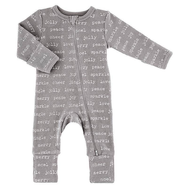 Waffle Knit Cozy Romper - Holiday Cheer 0-6 Mo