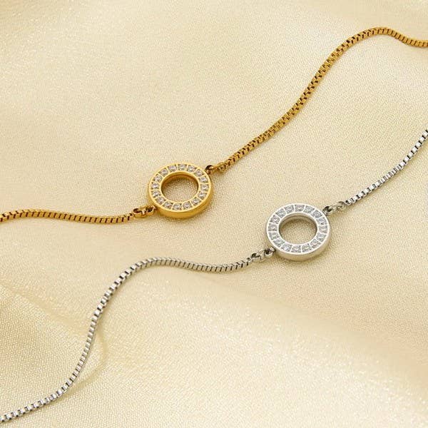 18K Stainless Steel Gemstone Bracelet