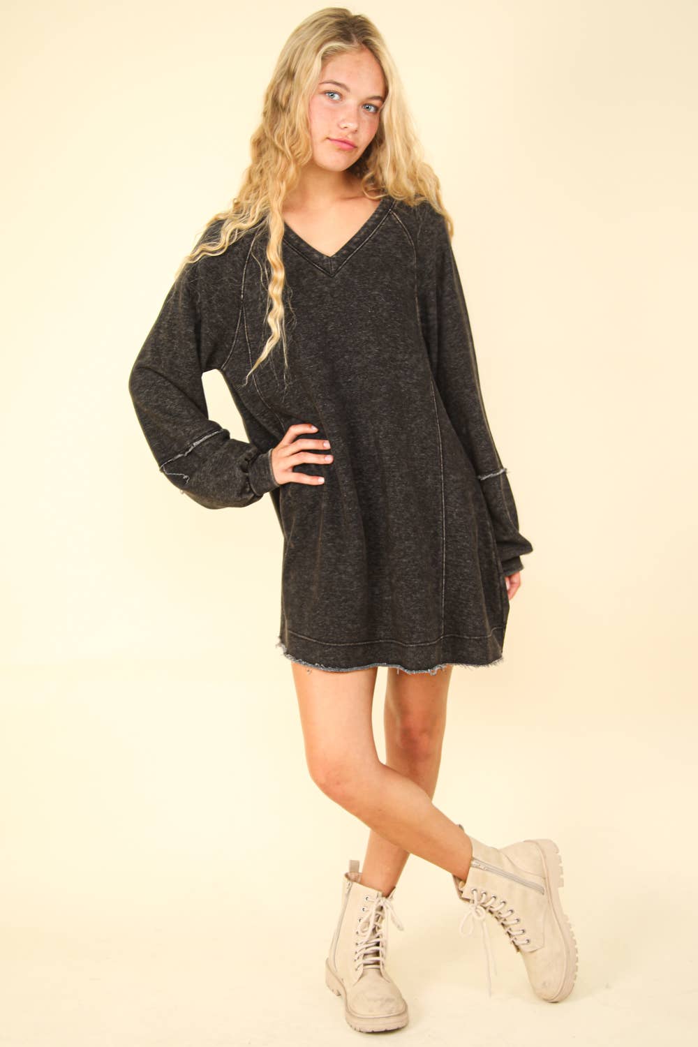 Mineral Washed Oversized Mini Dress