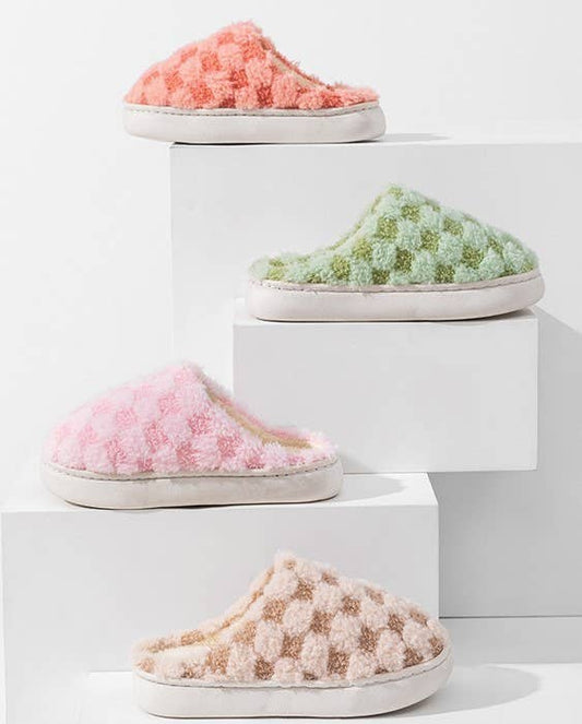 Plush Checker Slippers