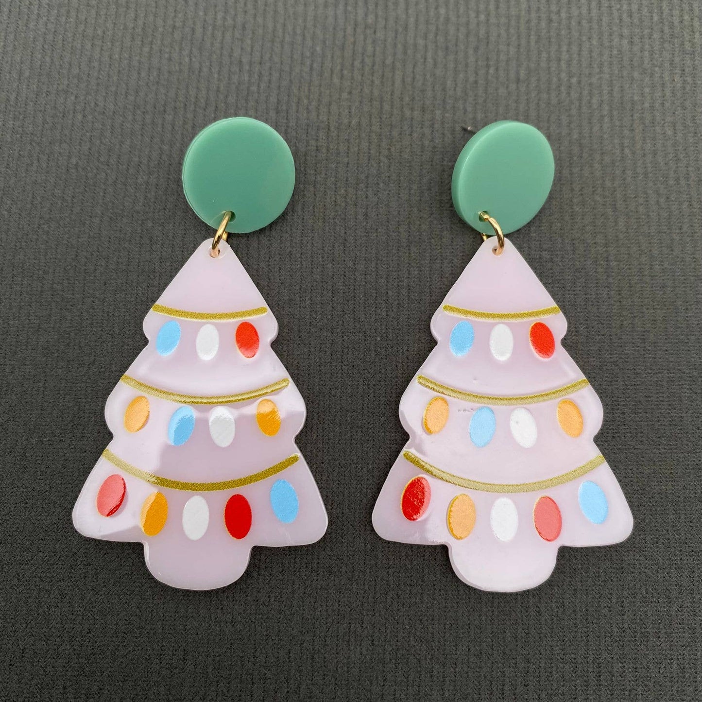 Pink Christmas Tree Earrings