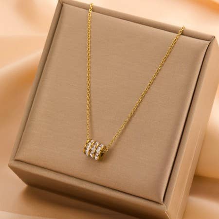Waterproof Barrel Rhinestone Necklace