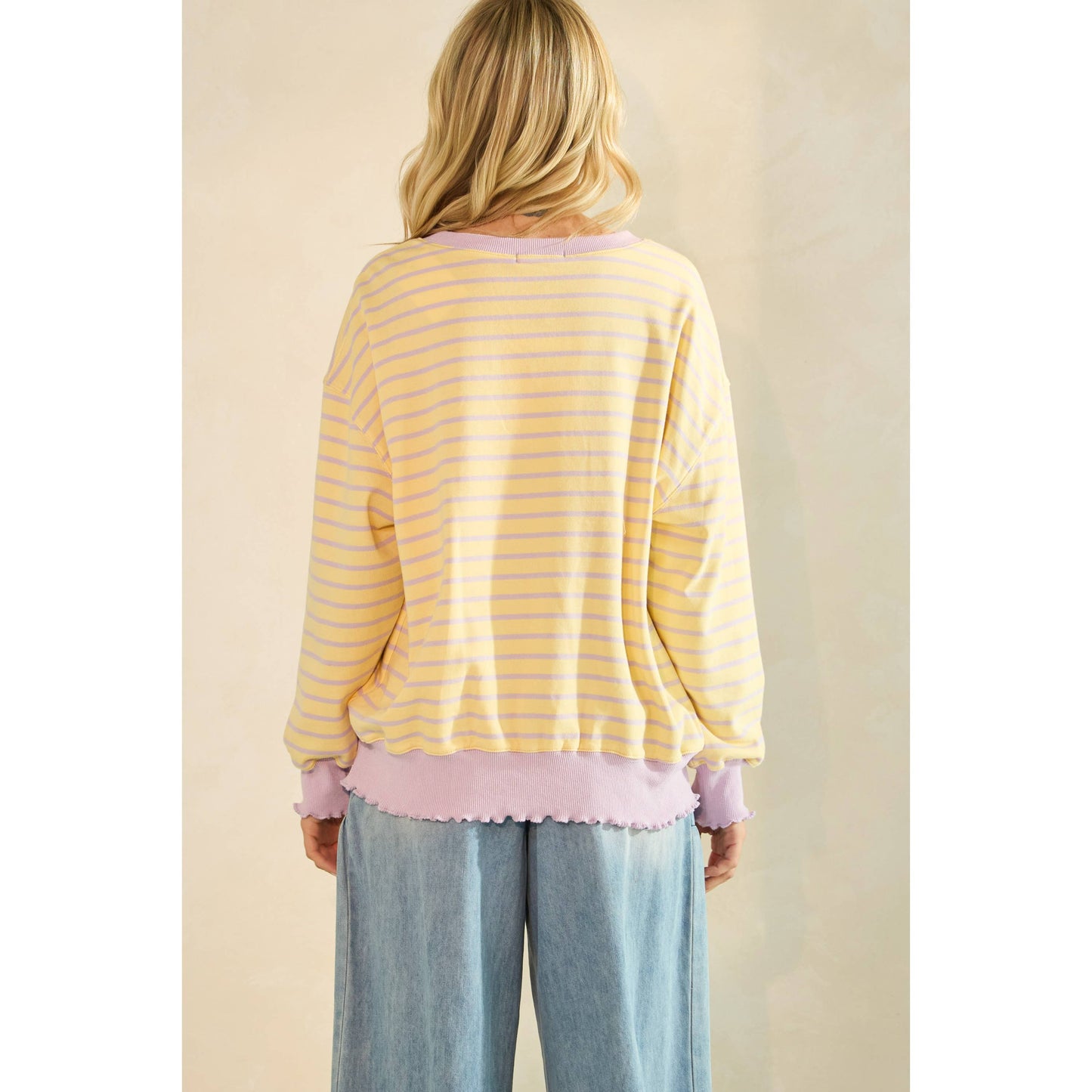 Striped Knit Long Sleeve Top