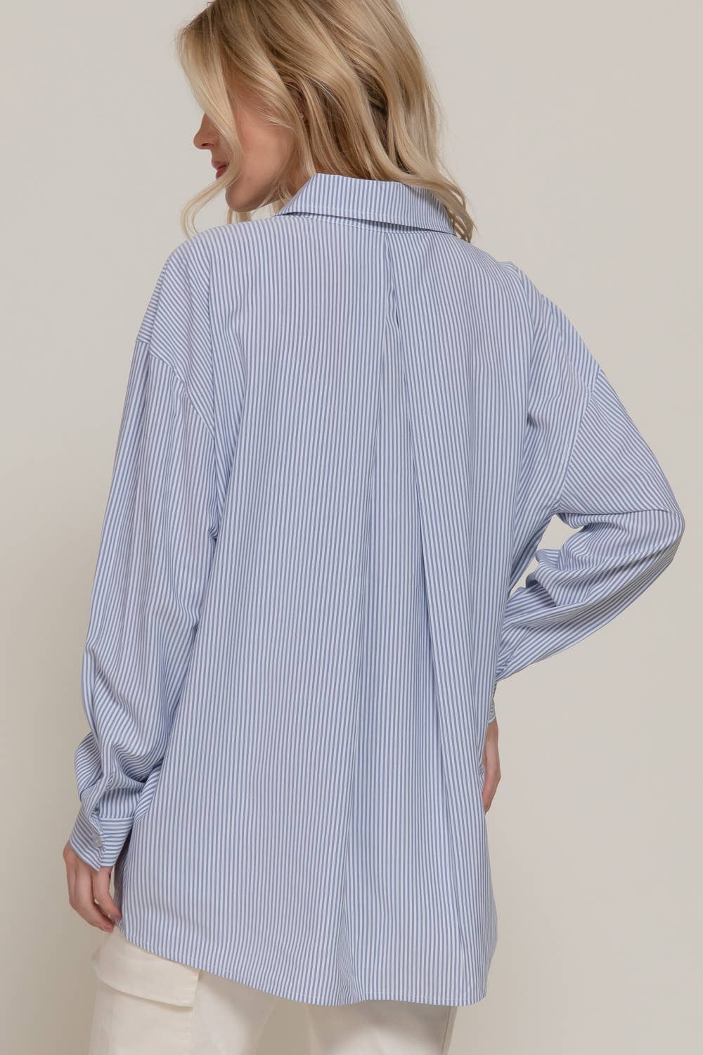 Oversized Striped Button Up Shirt
