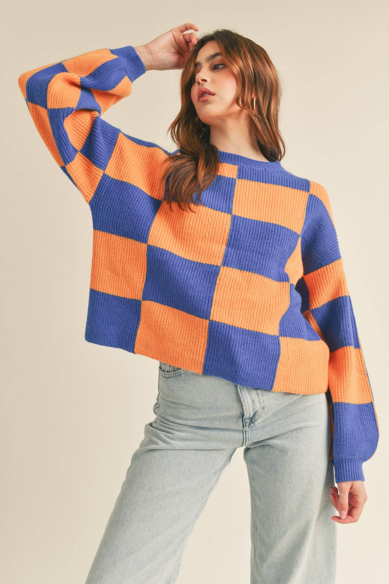 Pink & Yellow Checker Sweater