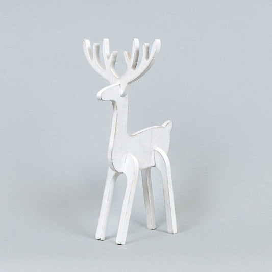 Wood Reindeer - White