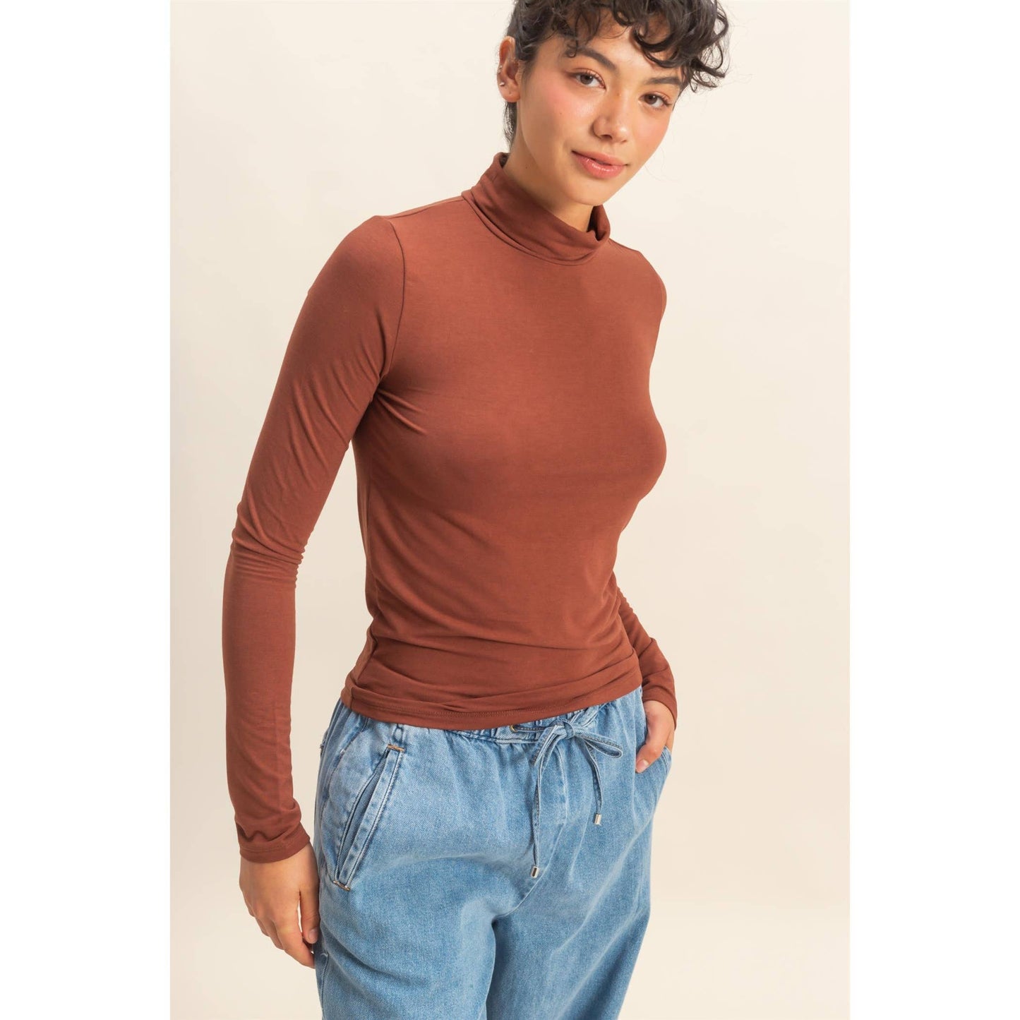 Turtleneck Long Sleeve Fitted Top