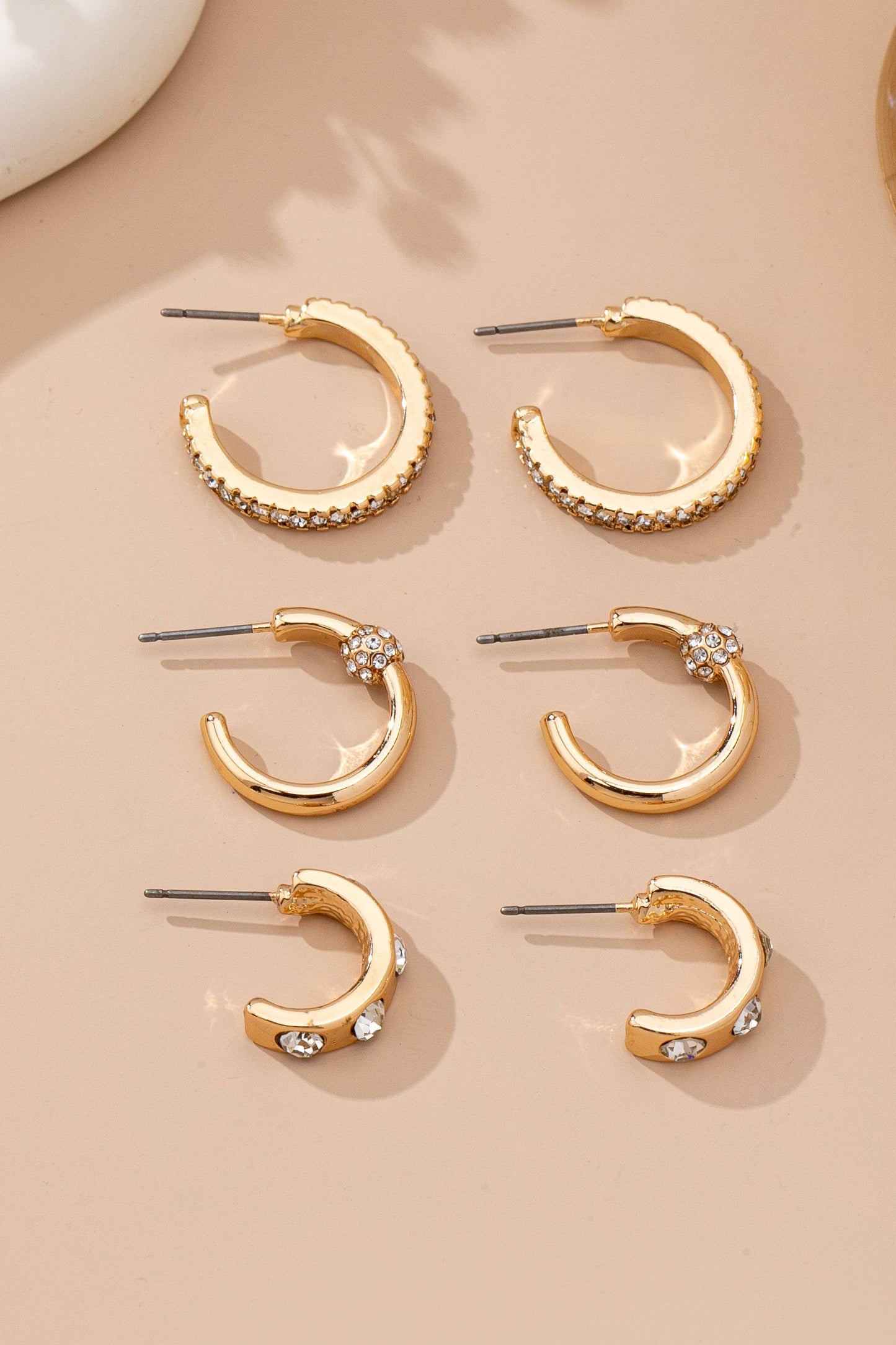 Studded Huggie Hoop Earring Set